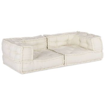 Sofá Modular De 2 Plazas De Tela Color Crema 140x70x36 Vidaxl