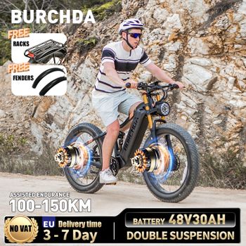 BURCHDA NUEVO HC26 Bicicleta Eléctrica Todoterreno con Doble Motor, Batería de Litio de 48V30AH, Neumáticos Gruesos de 26 Pulgadas 4.0, Bicicleta Eléctrica de Montaña para Adultos