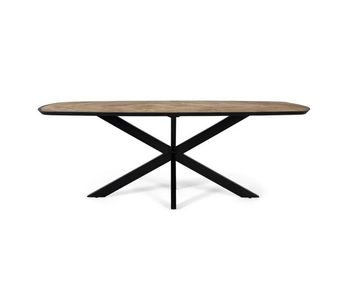 Mesa de comedor en madera de mango con esquinas redondeadas