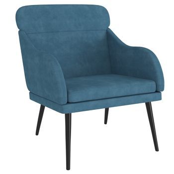 Sillón De Terciopelo Azul 63x76x80 Cm Vidaxl
