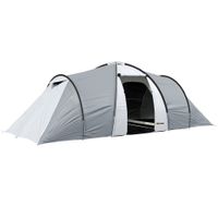 outsunny tienda de campana familiar para 4-6 personas con 2 ventanas y bolsa de transporte impermeable anti-uv 590x245x193cm gris   aosom espana