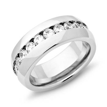 Anillo exclusivo acero inoxidable piedras circonitas