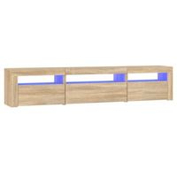 mueble de tv  mueble de salon  gabinete de tv con luces led roble sonoma 195x35x40 cm