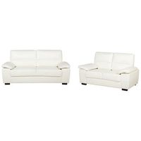 conjunto de sala de estar tradicional sofas de piel sintetica blanco crema vogar