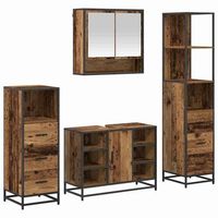 juego de muebles de bano 4 uds madera vieja 80 x 33 x 60 cm vidaxl