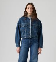 levis para mujer 0088z-0000 chaqueta collarless crop sherpa azul xs casual algodon denim