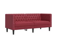 vidaxl sofa chesterfield de 2 plazas cuero artificial rojo tinto