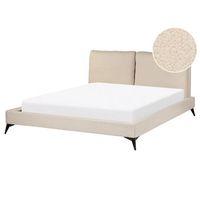cama con somier 160 x 200 cm moderna tapizada boucle base listones beige melle