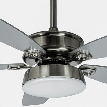 Ventilador de techo con lámpara de metal gris
