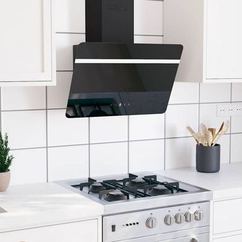 Campana Extractora Pared Acero Y Vidrio Templado Negro 60 Cm Cfw35846