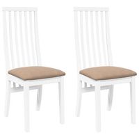 pack 2 uds sillas de comedor  silla de cocina con cojines madera maciza blanco caucho