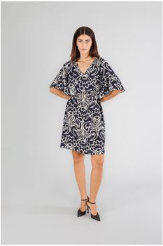 vestido estilo túnica en marroquí estampado multiblue arabesque m
