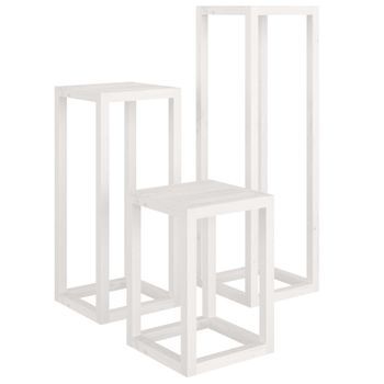 Set De Bar 3 Piezas Madera Maciza De Pino Blanco Vidaxl