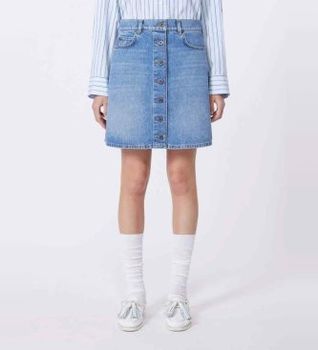 Weekend Max Mara para mujer. 2615101061600 Falda Natale denim azul (38), Casual, Algodón