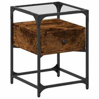 mesita de noche madera de ingenieria roble ahumado 40x40x55 cm vidaxl