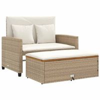 sofa de jardin con cojines 2 plazas  sofa de exterior ratan y madera acacia beige