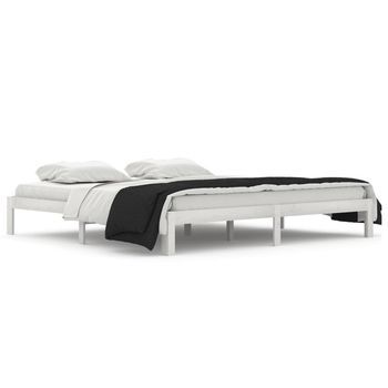 Cama Doble | Cama Para Adultos | Estructura De Cama Madera Maciza De Pino Blanco 200x200 Cm