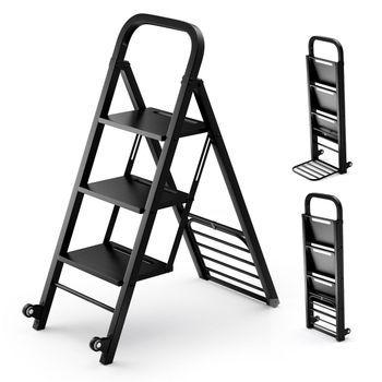 Camión De Sacos 2 En 1 Y Escalera De Mano Carro De Mano Plegable De 2 Ruedas Camión De Transporte De Metal Negro