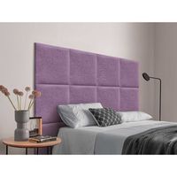dhome cabecero tapizado para camas de 190cm compuesto de paneles autoadhesivos intercambiables de lino natural cama lujo dormitorio acolchado lila