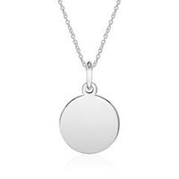 cadena con colgante redondo de oro blanco 14 quilates grabable