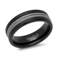 exclusivo anillo de acero inoxidable negro ionizado