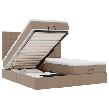Cama Otomana Colchón Y Led Cuero Sintético Capuchino 180x200cm Vidaxl