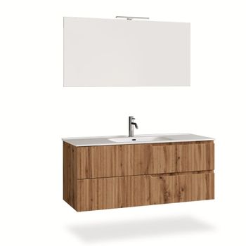 Mueble de baño de 4 piezas en mdf roble