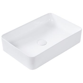 Lavabo Sobre Encimera Baño Clásico Cerámica Blanco Acabado Brillante Rectangular 51 X 34 Cm Chivana