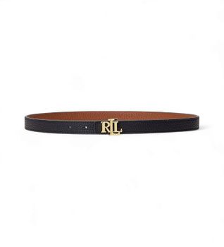 Lauren Ralph Lauren para mujer. 412912038001 Cinturón reversible de piel con logotipo negro (XL), Marrón, Casual