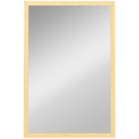 homcom espejo mural rectangular 60 x 40 cm marco en madera natural ideal para bano salon o dormitorio   aosom espana