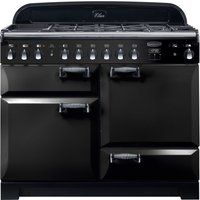 rangemaster elan deluxe ela110dffbl 110 cm dual fuel range cooker - black  chrome black