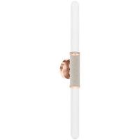 lampara aplique de pared tubo led en metal y cristal - vintage - wada cobre