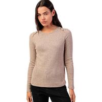 admas camiseta manga larga top de manga larga botones melange para mujer