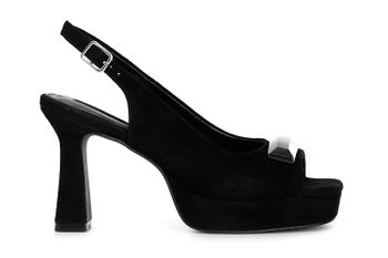 zapatos de tacón punta abierta de ante black