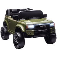 aiyaplay coche electrico para ninos toyota land cruiser 12v con mando a distancia edad 3-8 anos verde   aosom espana