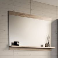 espejo de pared krildihana con estante 60x50x12 cm - efecto roble encasa