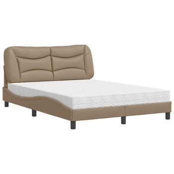 Cama Con Colchón Hvar Cuero Sintético Capuchino 140x200 Cm Vidaxl