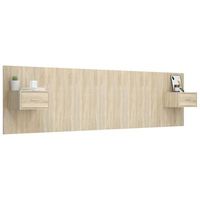cabecero cama mueble de dormitorio de cama con mesitas madera contrachapada roble sonoma marron m020004692