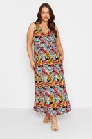 yours vestido largo sin mangas negro de hojas mujer curvy y tallas grandes yours