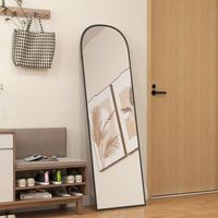 espejo de pie de aluminio vidrio templado homcom 60x15x165 cm negro