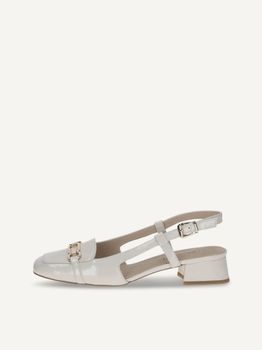 CAPRICE sling pumps, white, made of Leather with Trapeze heel, Size 38