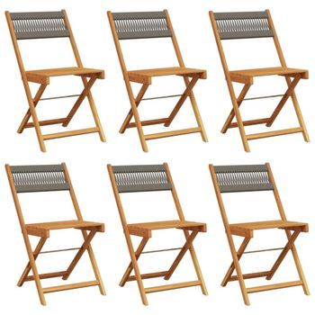 Pack 6 Uds Sillas De Jardín | Silla De Exterior | Sillón Reclinables Madera Maciza Acacia Gris