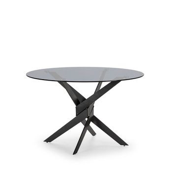 Mesa redonda de cristal para 4 personas, gris, 120x76 cm