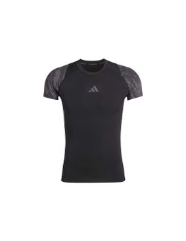 Camiseta de Fitness adidas Techfit Aop Hombre Negro/Gris