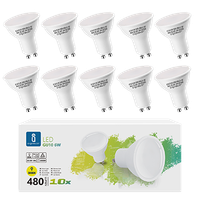 aigostar bombilla led 6w gu10 luz calida 3000k 480lm esmerilada no regulable - caja de 10 unidades