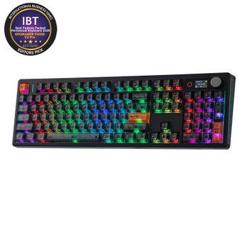 Teclado Inalámbrico para Juegos EPOMAKER TH108 V2 PRO, Tamaño Completo, Distribución ANSI US, Trimodal, Pantalla de Vidrio Interactiva y Perilla Multitarea