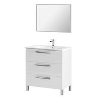 mueble de bano de tres cajones con espejo con marco