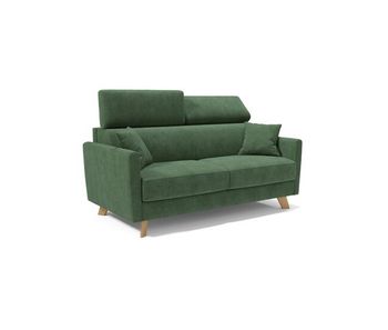 Francy sofá cama con reposacabezas ajustables 200 cm (mat. 160x197) verde