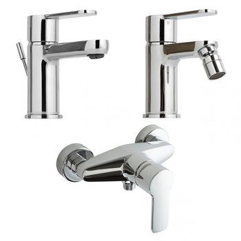 Kit Grifería Baño Mezclador Lavabo, Bidet, Ducha Acabado Cromado | Nora