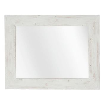 Espejo de pared rectangular de madera maciza blanco envejecido 58x48cm